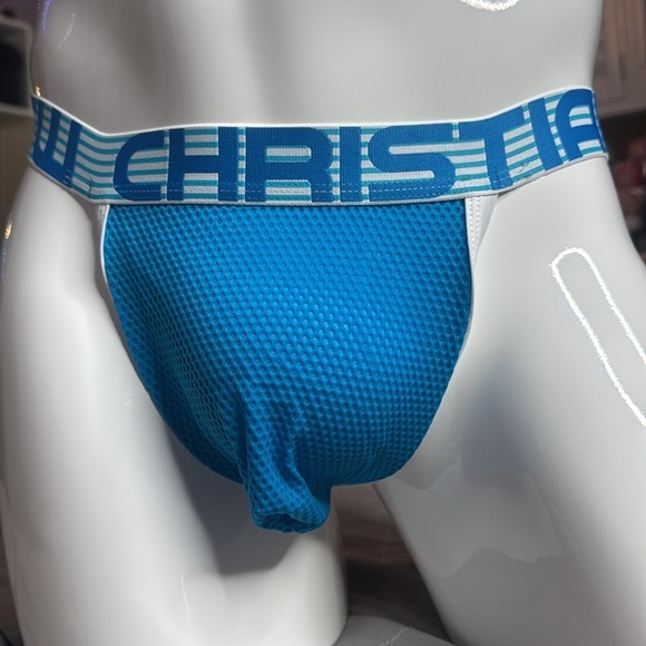 Andrew Christian Striped Blue Briefs - Picture 1 of 7